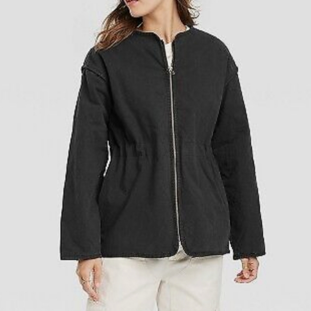 NWT Universal Thread Black Quilted Zipped Jacket Size XS
